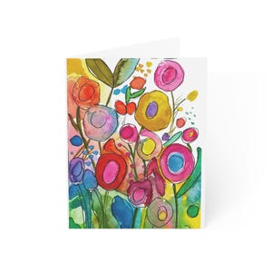 Wenskaart met aquarel wilde bloemen | Bloemenkaart, blanco binnenkant