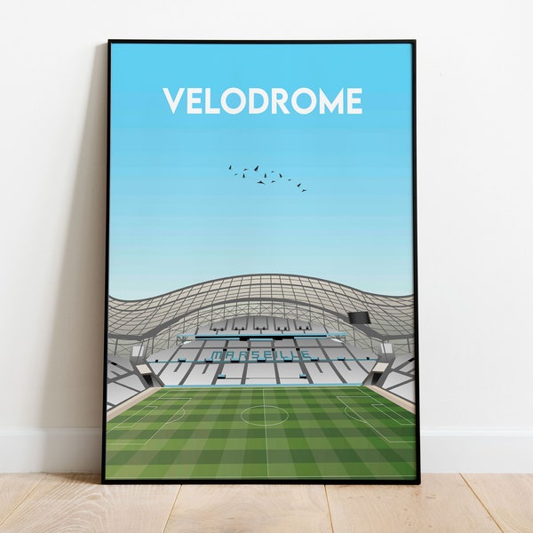 Design Stade Vélodrome - Domicile de l'Olympique de Marseille en France - TÉLÉCHARGEMENT NUMÉRIQUE - Designs de stades de football - Posters de stades