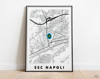 Map Design of Diego Armando Maradona Stadium - SSC Napoli - DIGITAL DOWNLOAD - Ready to print - Football Artwork - Football Stadium Design