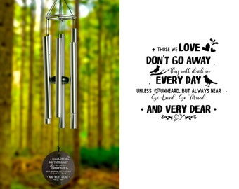 Trauer-Windspiel, Glockenspiel zur liebevollen Erinnerung, Graviertes Windspiel, Die, die wir lieben, gehen nicht weg, Individuelles Windspiel-Denkmal