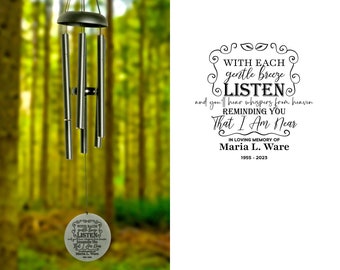 With each gentle breeze, Remembrance wind chime, Personalized wind chimes memorial, In memory of wind chimes, Sympathy gift,Bereavement gift