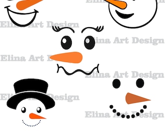 Bundle Svg visage bonhomme de neige / Noël bonhomme de neige Svg / hiver vacances bonhomme de neige Svg / téléchargement immédiat / Svg, Eps, Dxf, Png