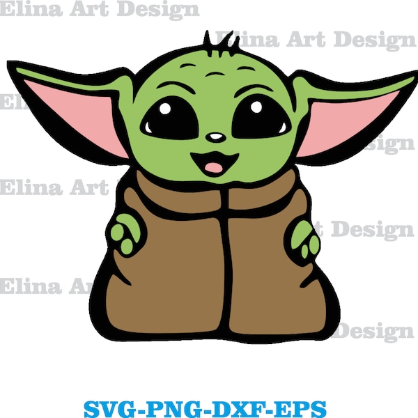 Baby Yoda SVG | Baby Yoda Clipart for Cricut and Silhouette | png/dxf/eps/svg Cut Files | Instant Download