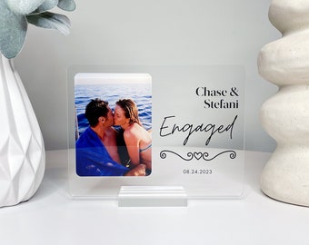 Engagement Gift for Couples, Newly Engaged Couple, Wedding Gift for Home, Valentines Day Gift, Custom Couple Photo Print, Acrylic Plaque