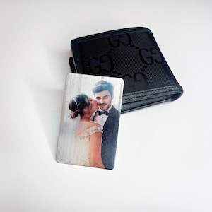 Personalisierte Metallbrieftaschen-Fotokarte, benutzerdefinierter Metallbrieftascheneinsatz, personalisierte Nachrichtenkarte für Freund, gedruckte Brieftaschenkarte mit Bild