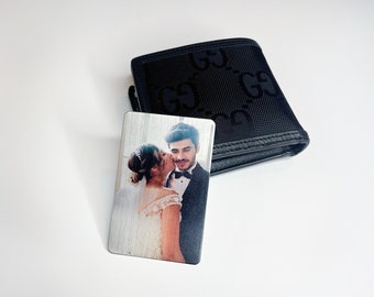 Personalized Metal Wallet Photo Card, Custom Metal Wallet Insert, Personalized Message Card for Boyfriend, Printed Wallet Card with Picture