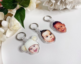 Personalized Baby Face Keychain Photo Face Cutout Keychain, Baby Boy Girl Face on Keychain, Gift for Mom, New Dad Gift, Father Gift, Newborn