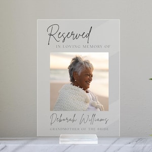 Reserved Memorial Sign, Personalized Memorial Plaque, In Loving Memory Wedding Sign, Wedding Sign for Loss, Sympathy Gift, Wedding Decor