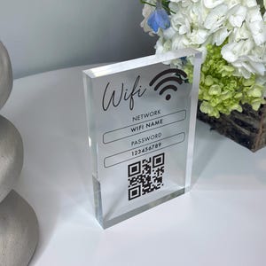 Wifi QR Code Block, Personalized Wi-Fi Network Sign for Guests, Custom Wifi Sign for Airbnb, VRBO, Vacation Rental, Restaurant, Bar, Hotel