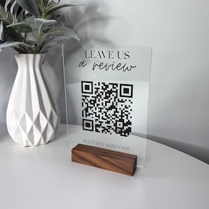 Leave Us A Review Custom QR Code Acrylic Display, Small Business Decor, Beauty, Spa, Salon, Restaurant, Office, Online Feedback Reviews