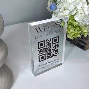 Personalized WiFi Acrylic Block, Scan to Connect, New Home Gift, QR Code Scanner, Wifi Password Sign, What’s The Wifi Code