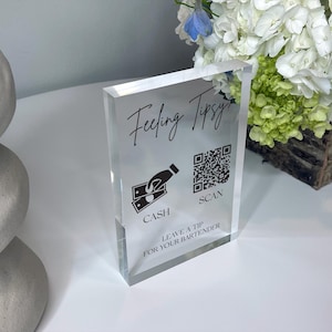Feeling Tipsy Venmo QR Code Sign, Virtual Tip Jar, Scannable Wedding Bartender Sign, Restaurant, Bar, Catering, Contactless Tipping Option
