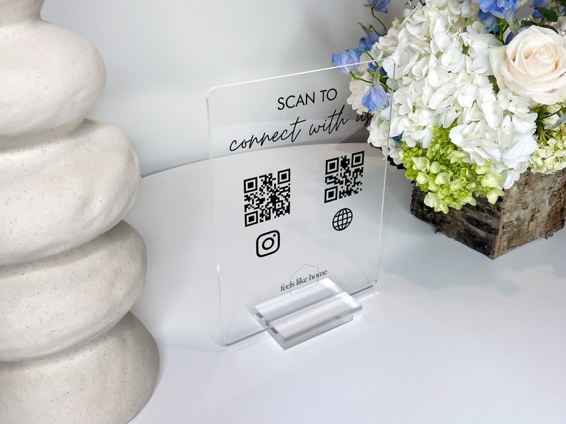 Personalized QR Code Sign, Custom Small Business Social Media QR Sign ...