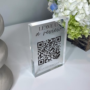 Déjanos una reseña Pantalla de acrílico con código QR personalizada, decoración para pequeñas empresas, belleza, spa, salón, restaurante, oficina, comentarios en línea
