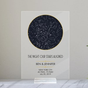 Star Map Plaque für Paare, individuelle Konstellation Die Nacht, die wir trafen, Jahrestag Geschenk Valentinstag Geschenk, Custom Paar Foto Plaque