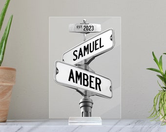 Personalized Couple Street Sign Names, Valentine's Day Gift for Her, Custom Gift for Boyfriend Husband, Couple Photo Print Intersection Sign