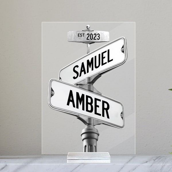 Personalized Couple Street Sign Names, Valentine's Day Gift for Her, Custom Gift for Boyfriend Husband, Couple Photo Print Intersection Sign