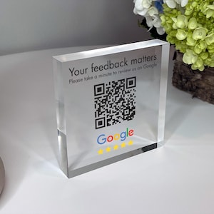 Google Review Plaque, Custom QR Code Acrylic Display, Small Business Decor, Beauty, Spa, Salon, Restaurant, Office, Online Feedback Reviews