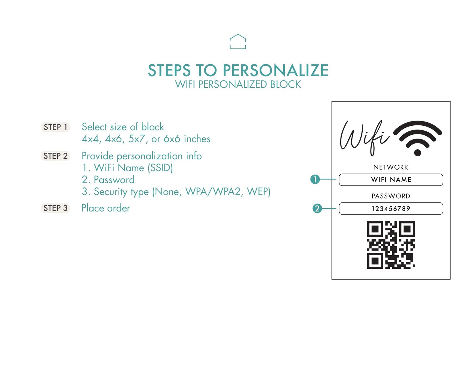 Visual Reference: WiFi Qr Code Block Personalized Wi Fi Network Sign For
