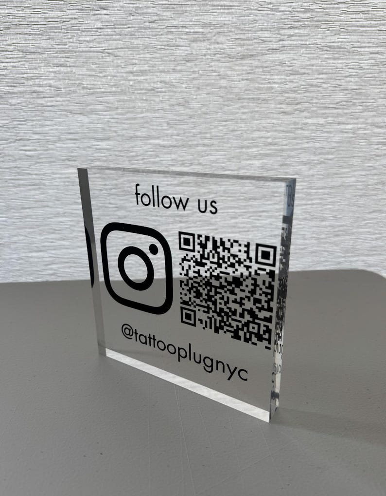 Personalized Social Media QR Code Sign, Scannable Table Desk Signage ...