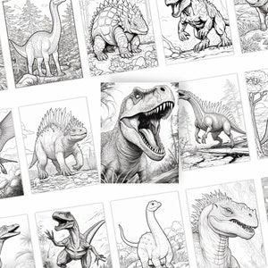 Dino-Riffic Adventure Coloring Book, Instant Download, +30 Dinosaur Coloring Book, Printable PDF, Dinosaur Activity, Bundle Full Color Image