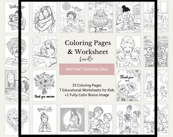 Feuilles de travail pour la fête des mères, livre de coloriage, joyeuse fête des mères, activité fête des mères, page d'activités, carte pour la fête des mères, Tout sur ma mère