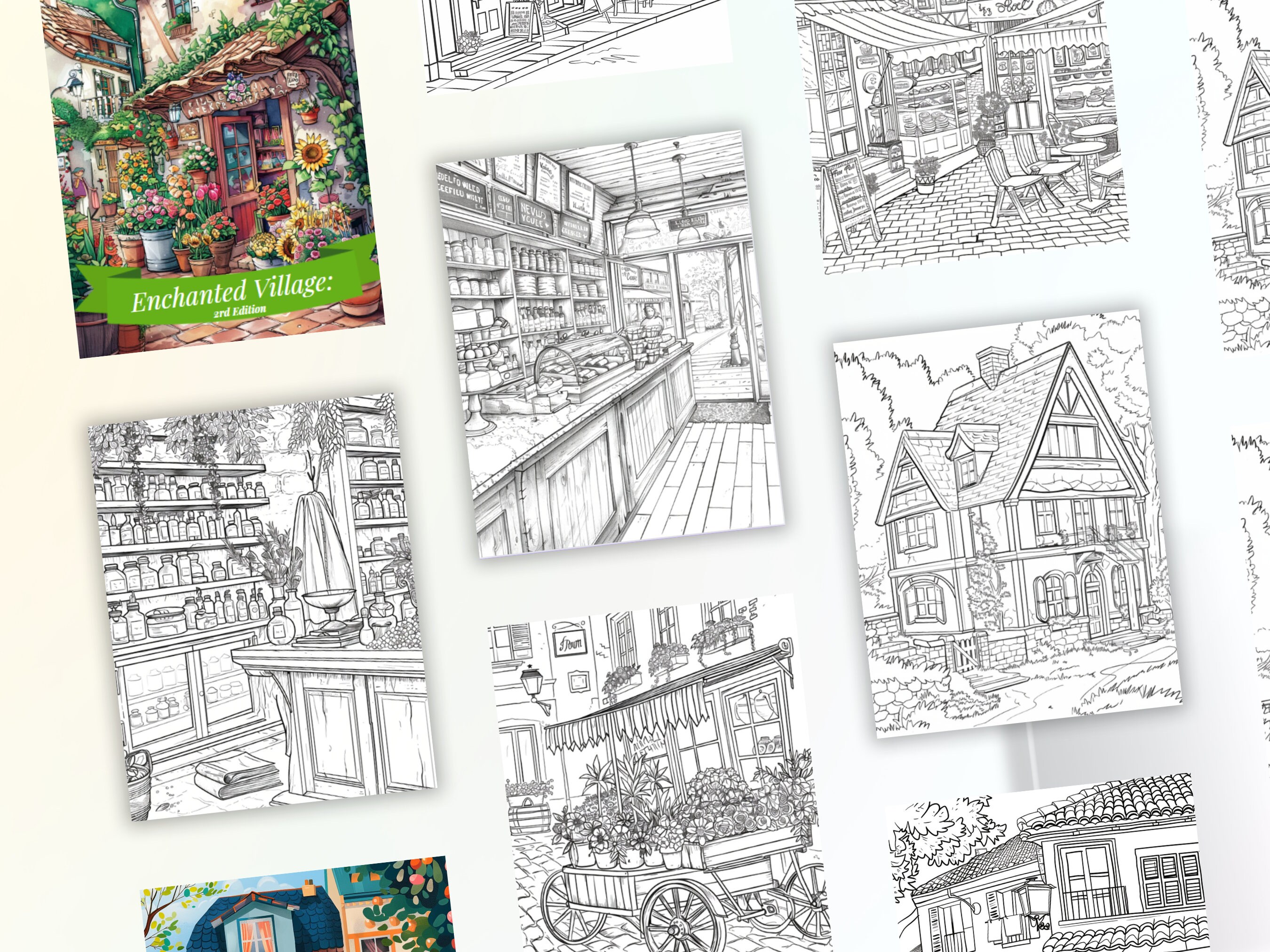 Enchanted Village Coloring Book, Adult & Kids Coloring Books, Village