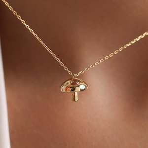 Sterling Silver Mushroom Necklace: Mushroom Charm with Zirconia Accents, Forest Jewelry