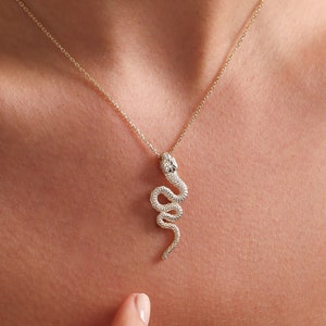 Snake Necklace, Snake Pendant, Serpent Necklace, Snake Jewelry, Silver Snake Necklace, Gold Snake Necklace, Snake Gift, Animal Necklace