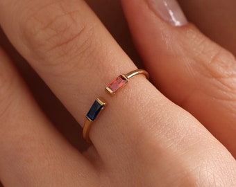 Adjustable Rings with Dual Birthstone, Adjustable Rings for Women, Personalized Ring, Custom Ring, Dainty Rings, Adjustable Gold Ring, Gift