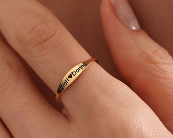 Custom Signet Ring, Custom Name Ring, Pet Memorial Ring, Name Ring, Custom Engraved Ring, Signet Ring Women, Couples Ring, Personalized Ring