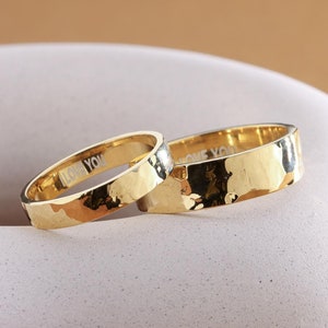 Couple Wedding Rings Personalized, Promise Rings, Matching Promise Rings, Matching Couple Rings, His and Hers Rings, Wedding Bands Hammered