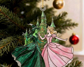 Adorno acrílico de Elphaba y Glinda, mejores amigas, 2025: Película musical, Feliz Navidad