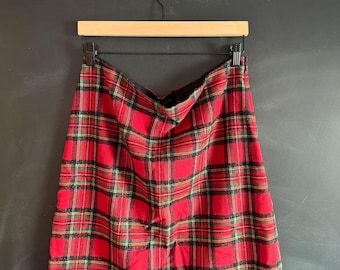 Gonna vintage Talbots a quadri rossi scozzesi / Taglia 12 / Stile preppy per le feste, classico natalizio e vintage anni '90