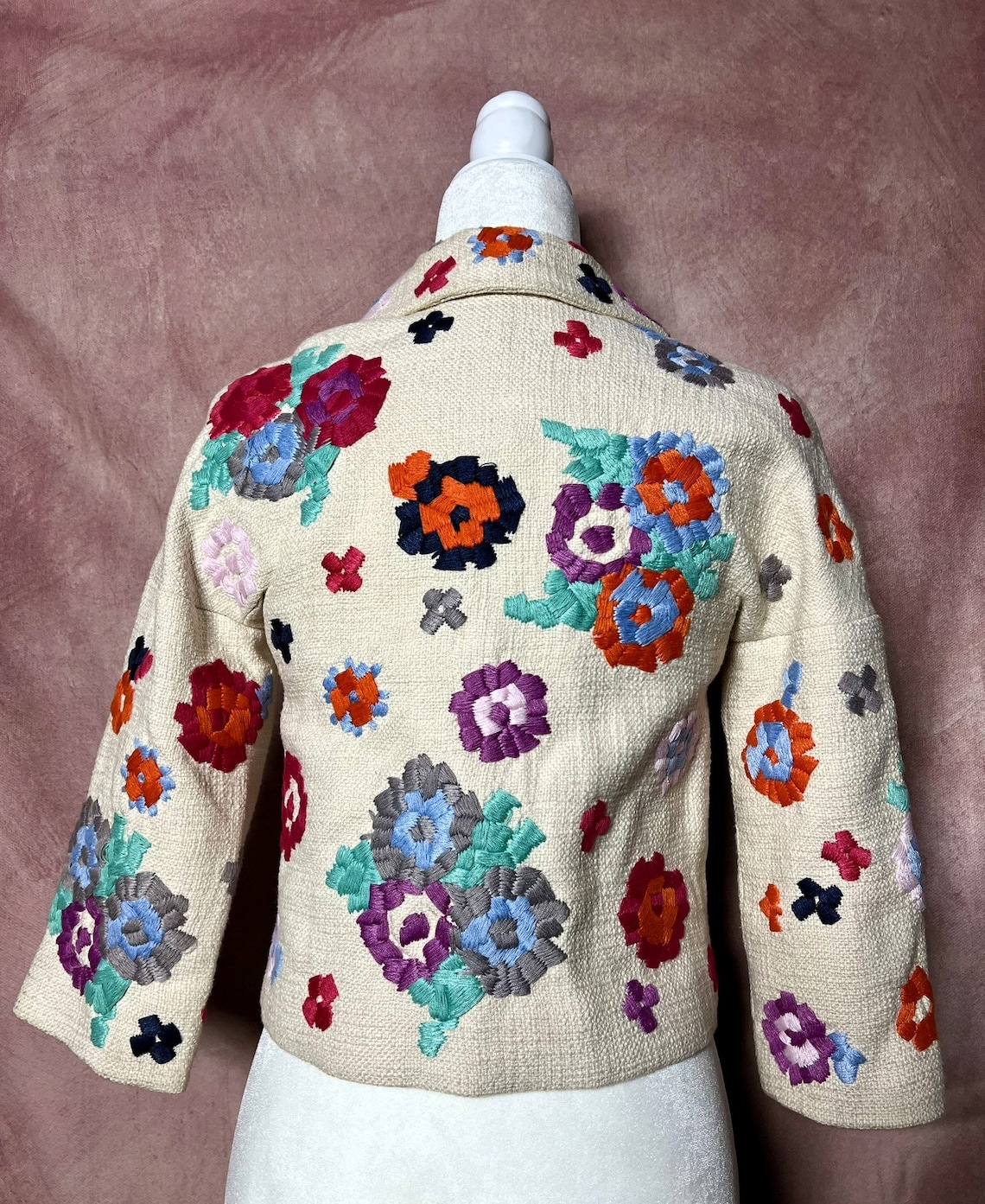 MAXAZARIA COLLECTION Unique Spring Floral Embroidered Vintage Jacket ...