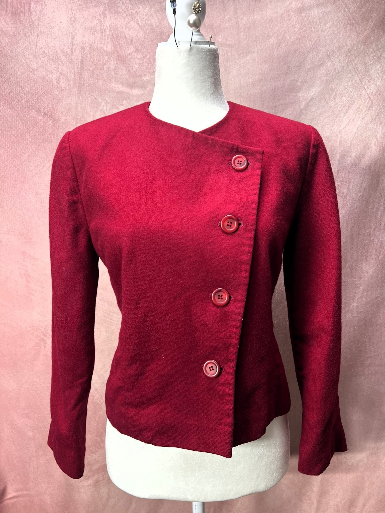 Real Vintage Search Engine 1940S Red Vintage Petite Pendleton Wool Blazer Jacket Sweater Valentines Romantic Evening Business Outwear $65.00 AT vintagedancer.com