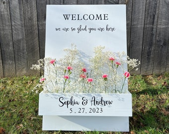 Customizable Handcrafted Flower Box Wedding Welcome Sign