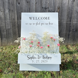 Customizable Handcrafted Flower Box Wedding Welcome Sign
