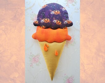 Halloween Ice Cream Cone Wreath Attachment: Spooky Plush Decor