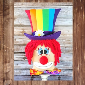 Hand-Painted Clown Attachment: Colorful Circus Wreath Decor