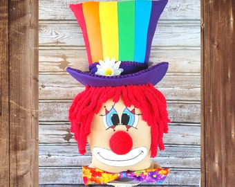 Hand-Painted Clown Attachment: Colorful Circus Wreath Decor