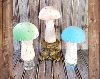 Velvet mushrooms, mushroom decor, elegant mushrooms, rhinestone mushrooms, velvet decor, wreath attachment, wreath embellishment,