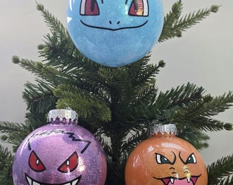 Adornos navideños de Pokémon, decoración navideña Kpop, regalos personalizados con purpurina, Pikachu, Charmander, Charizard, Gengar, Eevee, Snorlax, Bulbasaur