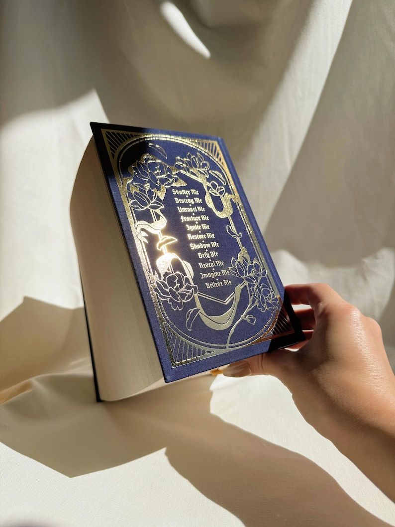 Shatter Me Lettering Shatter Me Omnibus: Handmade Rebound Book, Gold Foiled, Blue Bookcloth ...