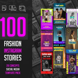 100 Fashion Instagram Social Media Stories Reels PSD Templates Easy Use with Photoshop