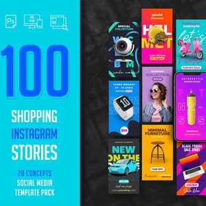 100 Zakupy Instagram Social Media Stories Reels Szablony PSD Łatwe w użyciu z Photoshopem