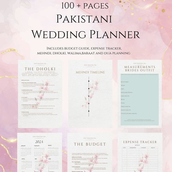 Pakistani wedding planner, baraat, walima, nikkah and dholki planner- instant download