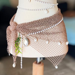 Fishnet Mermaid Waist Wrap & Mini Skirt pareo for mermaid core outfit, costume party, beach party, halloween, festival fashion