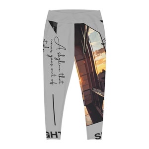 The line Plus Size Gray Leggings: Elevate Your Style with 4-way Stretch Comfort | Plus Size Leggings (AOP)