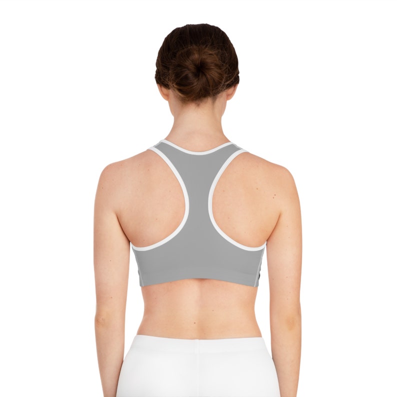 Stay Dry and Stylish - the Line Gray Sports Bra (AOP) - 83% Polyester ...